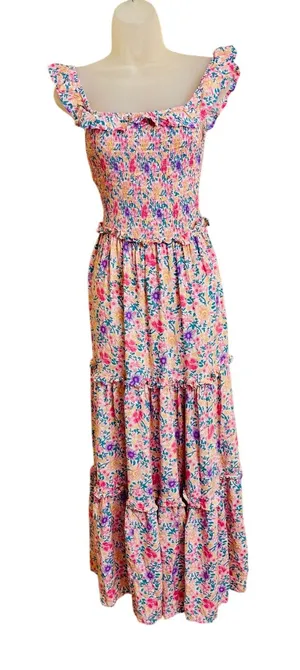 Abel the Label floral cottage core country cotton milk maid sundress sz Med thumbnail 1