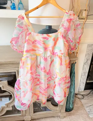 Crosby by Mollie Burch Babydoll Dress Womens Multicolor Large thumbnail 1