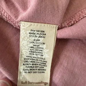 Soft Surroundings Cotton Pink Floral Embroidered Eyelet Babydoll Blouse size XL thumbnail 7