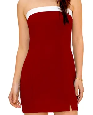 NWT Red & White Colorblock Strapless Mini Dress‎ - Small thumbnail 1