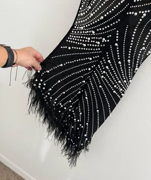 Thomas The Runway Black Mini Dress With Rhinestones And Pearls thumbnail 7