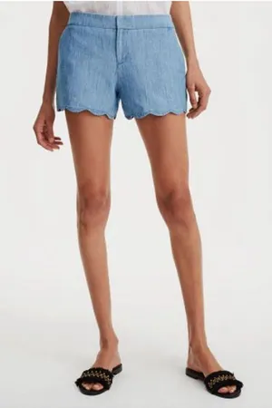 CLUB MONACO Scalloped Hem Chambray Amber Shorts Size‎ 0 thumbnail 1
