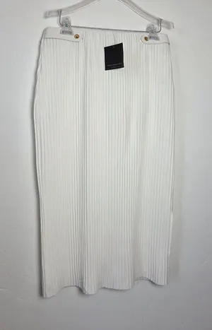 NEW Marc New York White Midi Skirt Pleated Formal Church Wedding Bridal Medium thumbnail 1