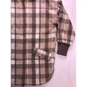 Steve Madden Shacket Jacket Women XS Brown Plaid Wool Blend Oversized Coat thumbnail 6