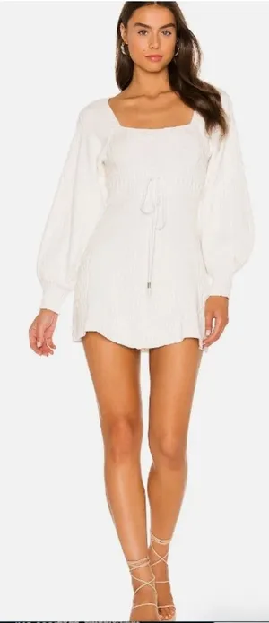 Free People Women's White Emmaline Knit Mini Sweater Dress Size‎ Large NWT thumbnail 1