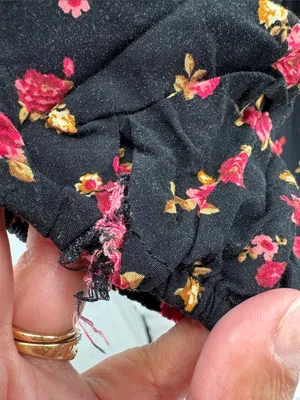 Old Navy Black Long-Sleeve Floral Square-Neck Dress smocked L dark romance thumbnail 8