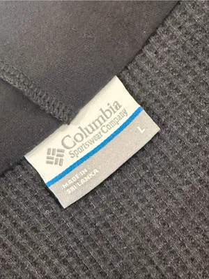 Columbia Charcoal Gray Waffle Knit Henley Hoodie Top Size Large thumbnail 6