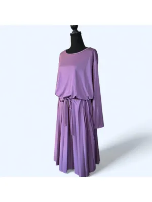 1970s vintage Blair lavender midi dress made in USA Size M/L 💜 thumbnail 5