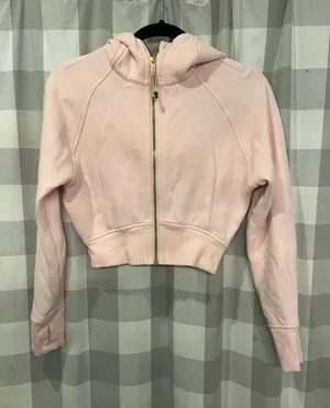 lululemon athletica Light Pink Cropped Hoodie with Gold Zipper thumbnail 1