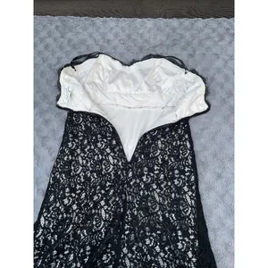 White House Black Market Black Lace Dress Strapless Cocktail Formal Sz 4 Small thumbnail 11