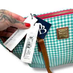 NEW Dooney & Bourke Sena Sea Foam Gingham Leather Zip Top Shopper Shoulder Bag thumbnail 8