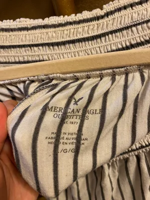 American Eagle Outfitters White Striped Strapless Short Sleeve Blouse Top thumbnail 3