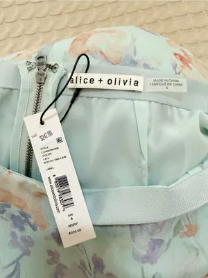 Alice + Olivia Pastel Sage Floral High-Low Ruffle Skirt thumbnail 4