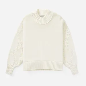 Everlane The Texture Cotton Cable Sweater in Bone - Size XS thumbnail 2