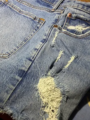Abercrombie & Fitch Blue Distressed Denim Cutoff Shorts thumbnail 11