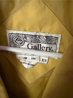 Gallery Mustard Double-Breasted cotton Trench Coat Belted tiny point stain sz XS thumbnail 5
