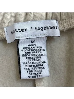 Better / Together Women's Baggy Cargo Fleece Sweat Pants Beige Lounge joggers L thumbnail 5