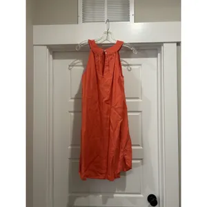 NEW Antibes Blanc 100% Linen Halter Neck Dress Coral Knee Length Keyhole Medium thumbnail 6