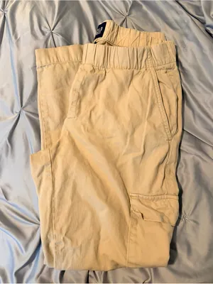 GAP Beige Elastic Waist Cargo Joggers thumbnail 1