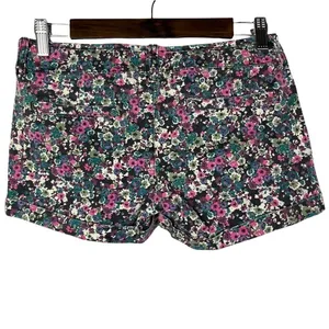 American‎ Eagle AEO Blue & Pink Midi Floral Chino Shorts 0 thumbnail 2
