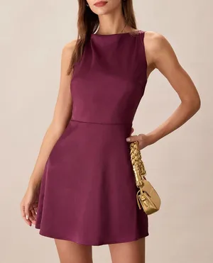 Rihoas Purple Boat Neck Sleeveless Mini Dress thumbnail 1