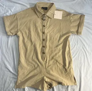 Kittenish vera tan button down romper NWT S Small Fleece thumbnail 4