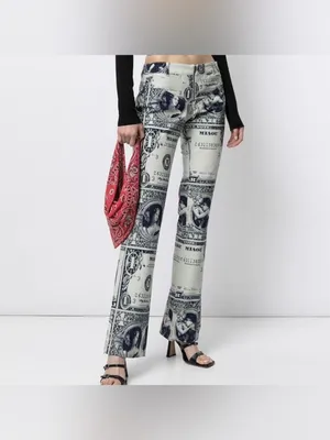 Miaou Lowrider Pant Money Print Dollar Bill Graphic Straight Leg Trousers thumbnail 6