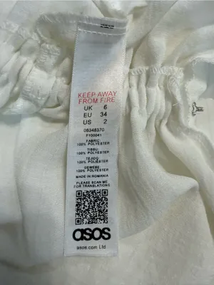 ASOS white solid v neck ballon sleeve blouse. Elastic waist. Size 6 thumbnail 5