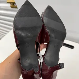 A New Day Burgundy Patent Rhinestone Slingback Pumps Pointed Toe Heels 9.5 thumbnail 7