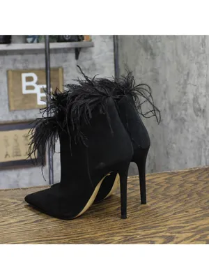 Michael Michael Kors Womens Whitby Feather Trim Pointed Toe Booties Black 5M thumbnail 2