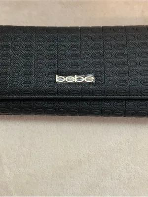bebe Black Quilted Logo Wristlet Wallet with Gold Hardware thumbnail 2