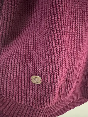 Lauren Ralph Lauren Women’s Burgundy Ribbed Cowl Neck Sweater L thumbnail 4