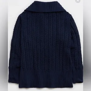 Aerie Cable Car ¼ Zip Sweater Navy Blue Oversized Knit Pullover Size XS NWOT thumbnail 4