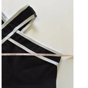 Women's Black Crisscross Halter Jumpsuit Size S White Trim Workout Unitard NWT thumbnail 6