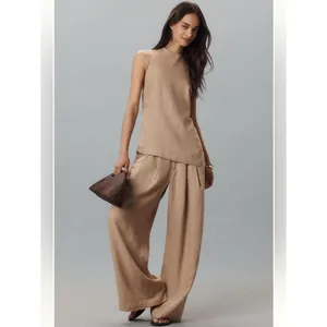 Anthropologie Maeve High-Neck Linen Asymmetric Long Tank thumbnail 3