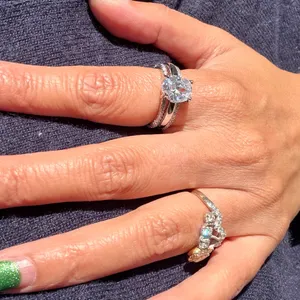 NWOT 3PC Stunning Silver Tone Bridal Set Oval 2.5ct Simulated diamonds ring in 7 thumbnail 4