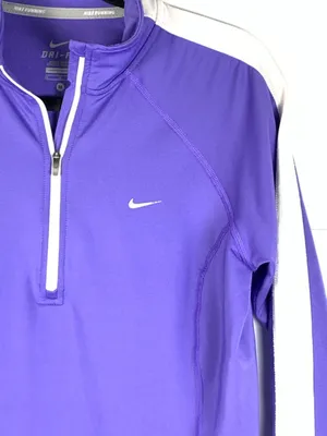 Nike Dri-FIT Womens Half Zip Pullover Purple Running Thumbholes Long Sleeve M thumbnail 5