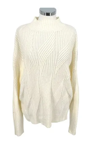 Market & Spruce Shaker Mock Neck Sweater Cream Size XXL NWT Minimalist Luxury thumbnail 1