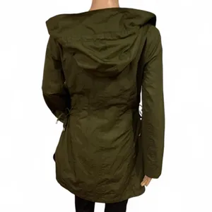 Guess Olive Green Hooded Utility Coat Size S Lace-Up Sides Lightweight Outerwear thumbnail 5