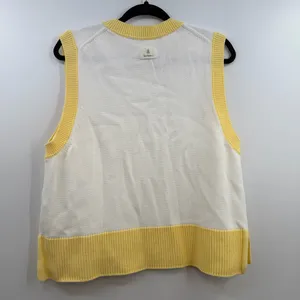 Barbour Dana Sweater Vest Womens US 12 White Yellow Cotton Coastal Preppy thumbnail 4
