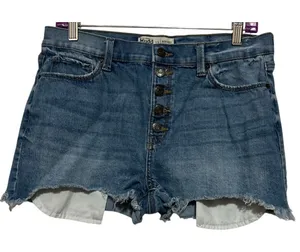 Mudd Women's FLX Stretch High-Rise Shortie‎ Button Up Jean Shorts Size 13 thumbnail 1