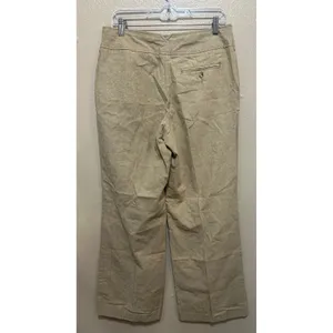 Isaac Mizrahi Womens Linen Blend Trousers Wide Leg Cropped Beige Button Accent‎ Pants Size 8 thumbnail 3