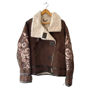 Free People NWT We‎ The Free Andies Embroidered Vegan Leather Moto Jacket Size L thumbnail 3