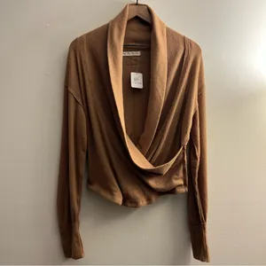 Free People Hold Me Close faux wrap sweater long sleeve ribbed soft stretchy NWT thumbnail 2