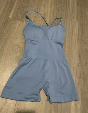 Light Blue Women's Seamless Romper Bodysuit thumbnail 1