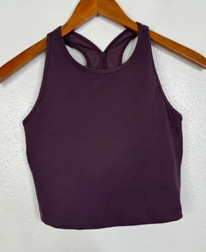 Beyond Yoga Spacedye Slim Racerback Cropped Tank Purple Plum Built-in Bra XS thumbnail 1