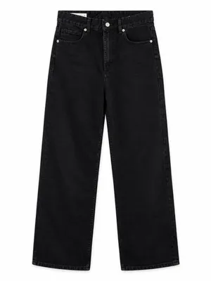 Zara Women Black High Rise Wide Leg Jeans Size 4 Cotton Lyocell Denim thumbnail 3