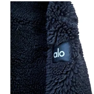 Alo Yoga Black Faux Fur Varsity Jacket Sherpa Teddy Bomber Coat Womens Medium thumbnail 4