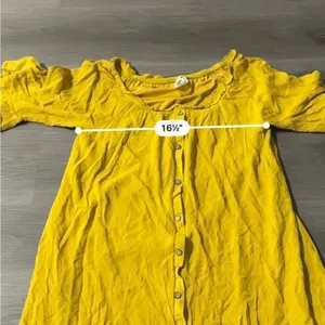 Naïf Mustard‎ Yellow Half Bell Sleeve Button Down Mini Dress Size M thumbnail 7
