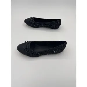 JCrew Ballet Flats Fall Tweed with Cap Toe Women's Size 8 Black White Academia thumbnail 4